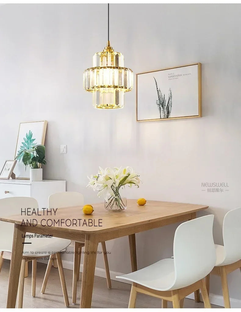 Elegancka Szklana Lampa Wisząca Kryształowa – Styl Glamour