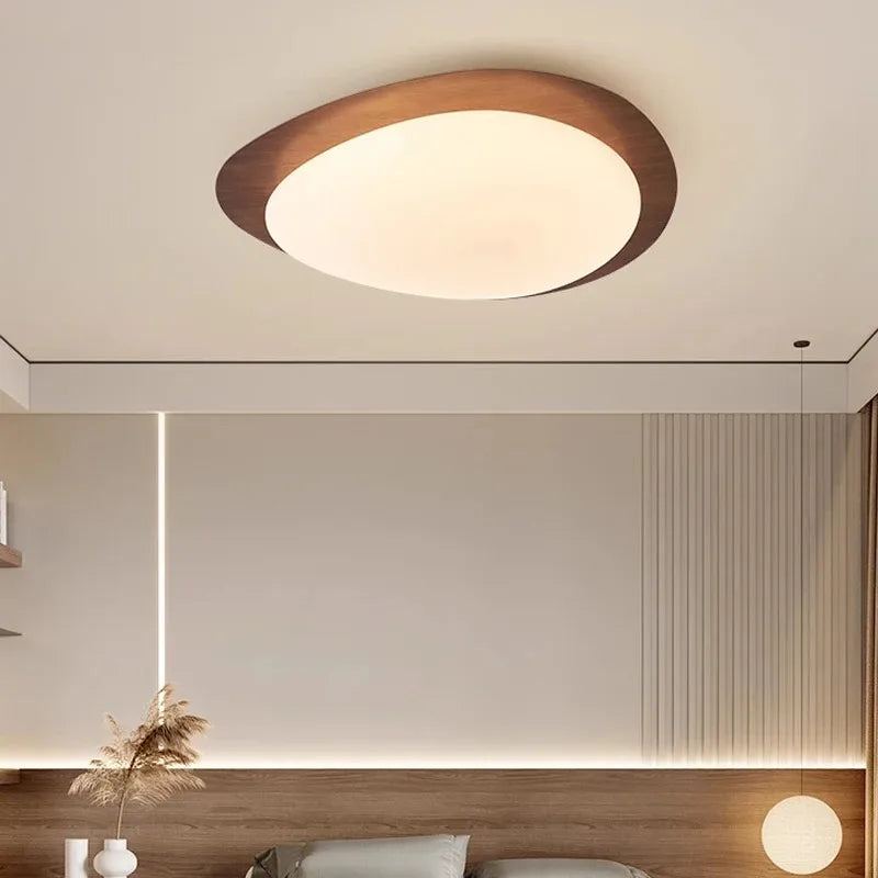 Nowoczesna Lampa Sufitowa LED z Drewnianym Akcentem