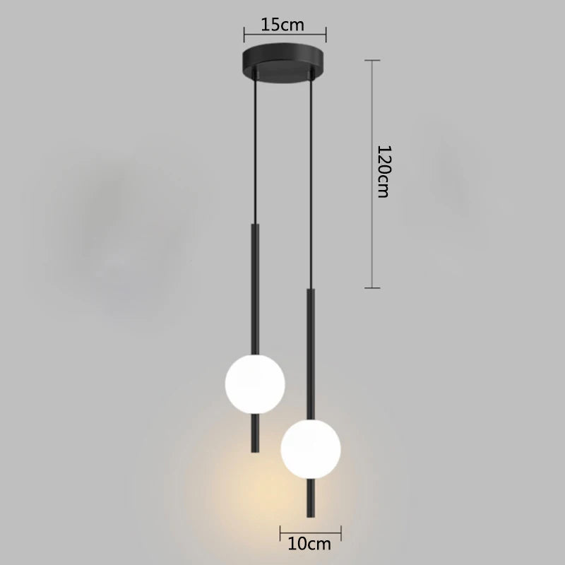 Nowoczesna złota lampa wisząca z kloszem kulistym | Minimalistyczna lampa sufitowa LED