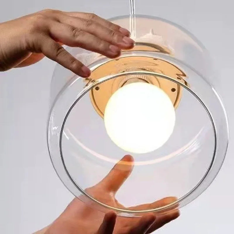 Lampa Wisząca z Szklanym Kloszem i Dekoracyjnym Ptaszkiem