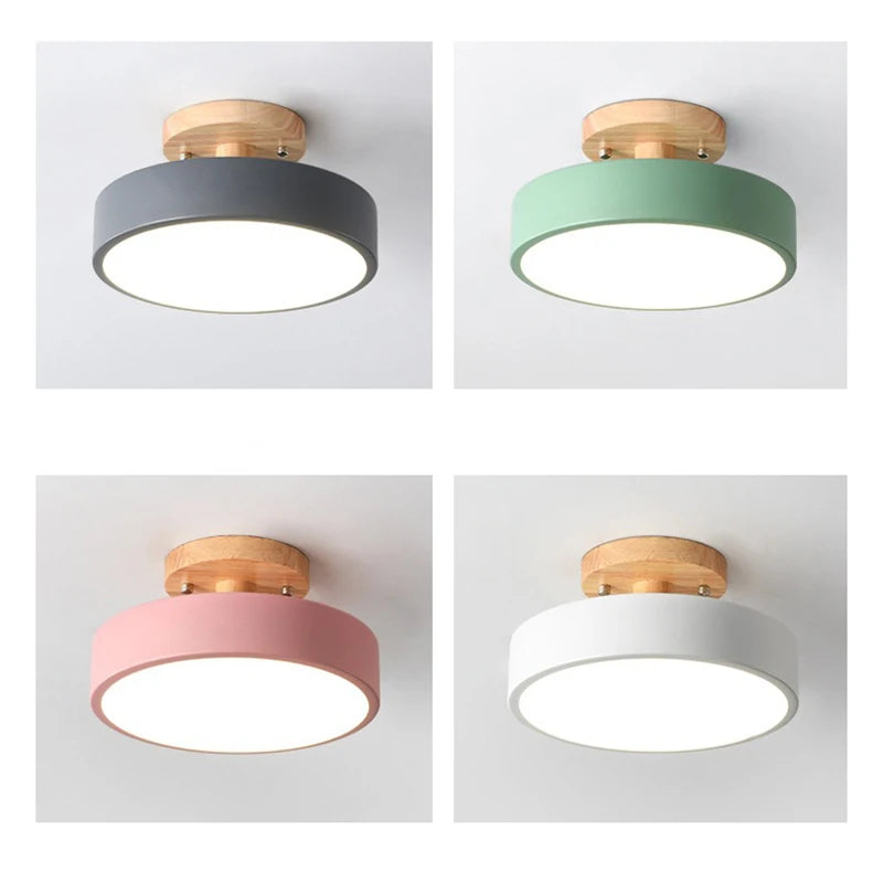 Nowoczesna lampa sufitowa LED wykonana z drewna