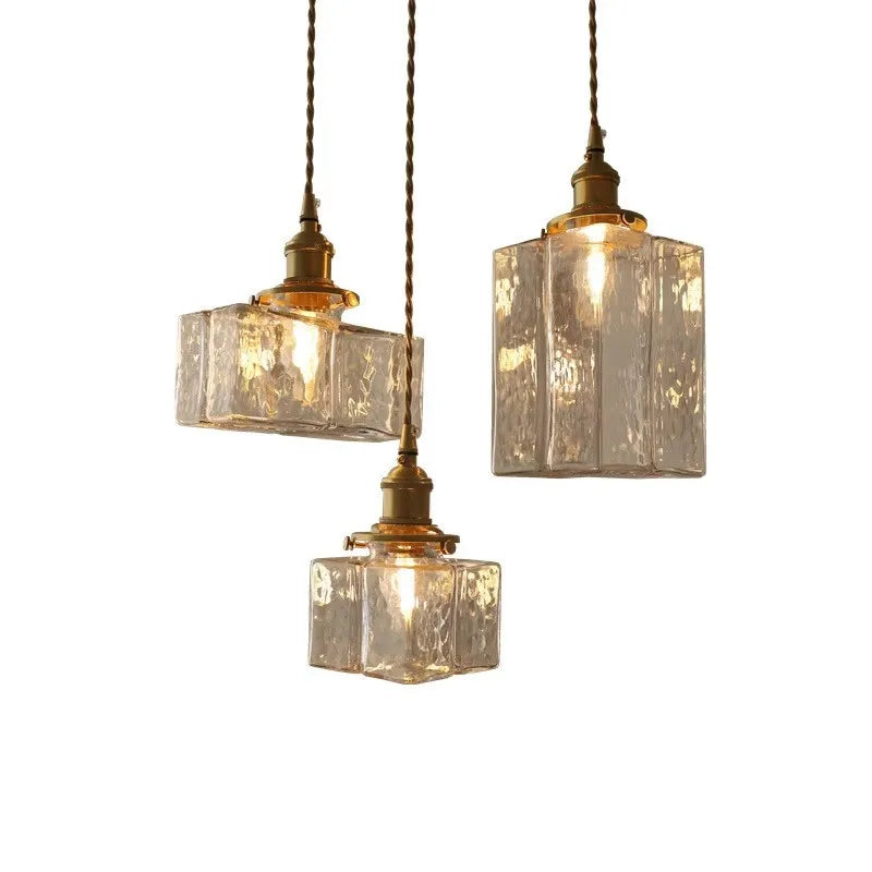 Vintage lampy wiszące szklane z mosiężnym wykończeniem