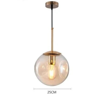 Designerska Lampa Wisząca z Kulistym Szklanym Kloszem