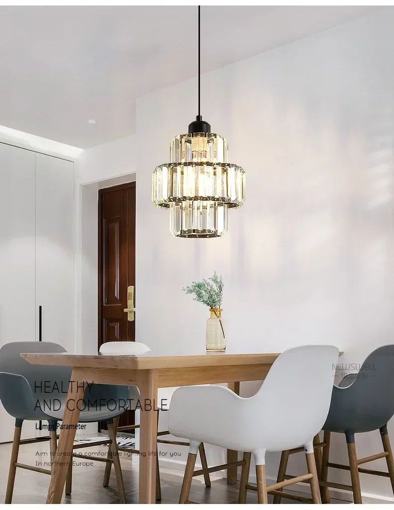 Elegancka Szklana Lampa Wisząca Kryształowa – Styl Glamour