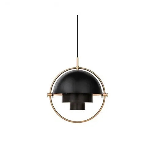 Designerska Lampa Wisząca z Metalowym Kloszem i Ozdobnym Pierścieniem
