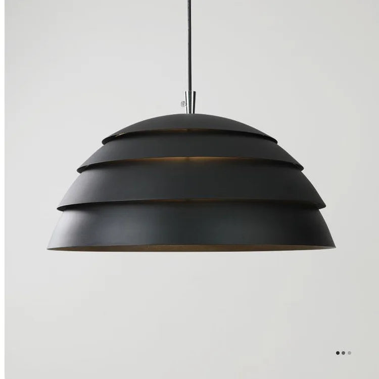 Nowoczesna lampa wisząca czarna metalowa „Warstwowa Kopuła” – styl industrialny loft LED