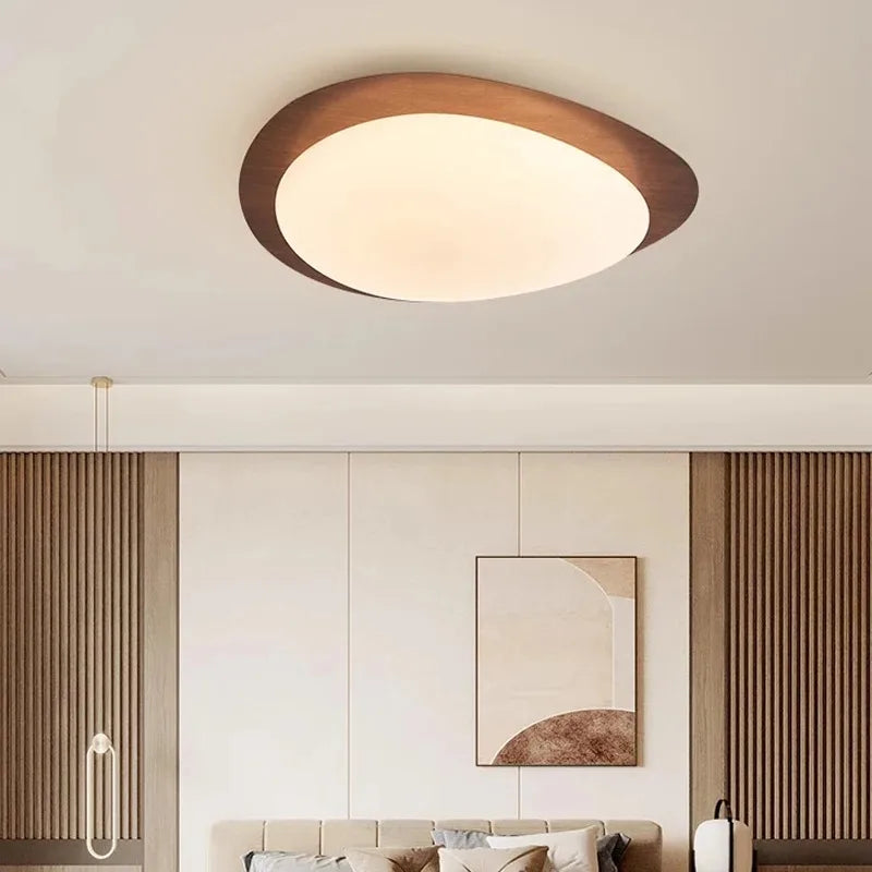Nowoczesna Lampa Sufitowa LED z Drewnianym Akcentem