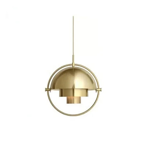 Designerska Lampa Wisząca z Metalowym Kloszem i Ozdobnym Pierścieniem