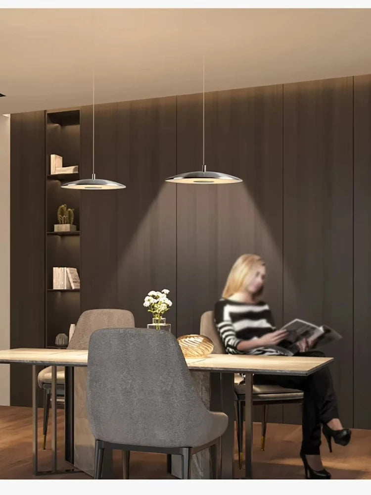 Smukła lampa wisząca LED – Nowoczesna lampa sufitowa w kształcie talerza