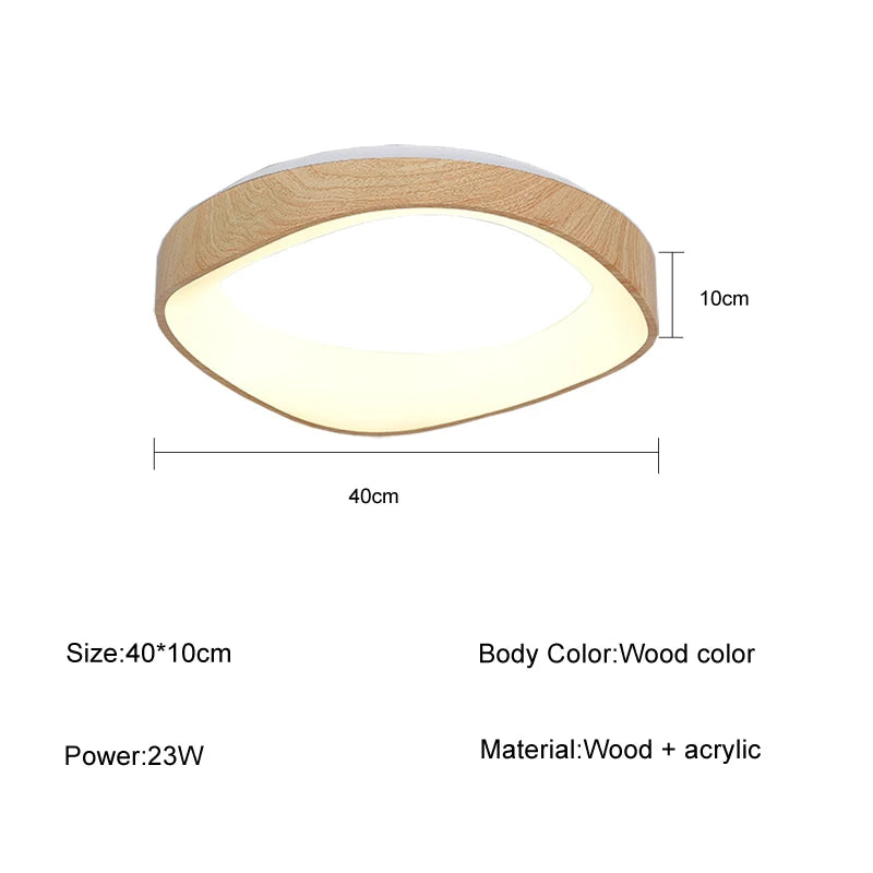 Skandynawska lampa sufitowa LED – Nowoczesna lampa natynkowa z efektem drewna