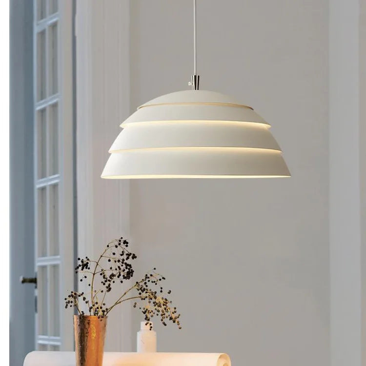 Nowoczesna lampa wisząca czarna metalowa „Warstwowa Kopuła” – styl industrialny loft LED