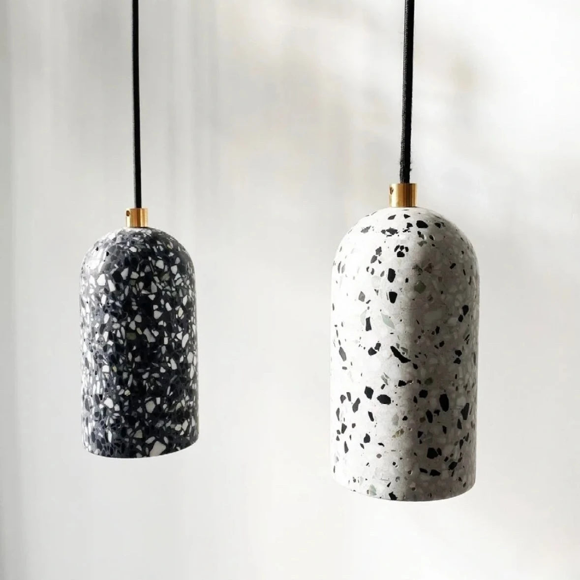 Industrialne Lampy Wiszące z Kloszem Betonowym / Terrazzo – Minimalistyczny Styl Loft