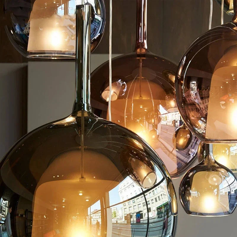 Nowoczesna lampal wisząca z kloszami ze szkła – Lampa sufitowa typu cluster z dymionym szkłem