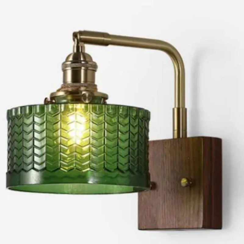 Kinkiet Vintage Lampa Ścienna ze Szklanym Kloszem