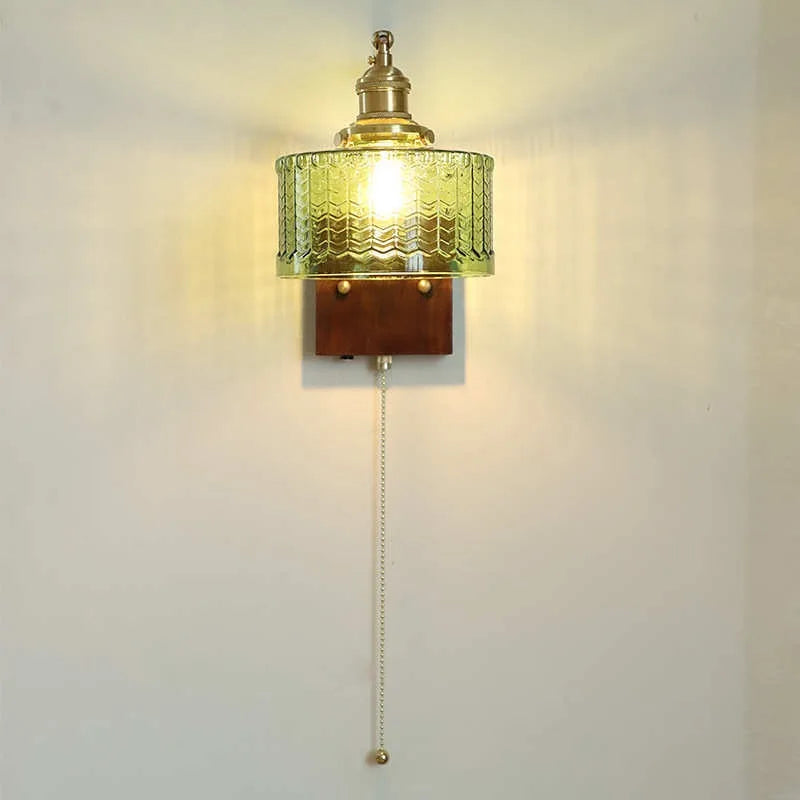 Kinkiet Vintage Lampa Ścienna ze Szklanym Kloszem