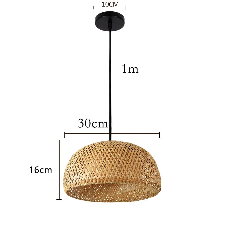 Rattanowa lampa wisząca Boho – Ręcznie pleciona lampa sufitowa z bambusa