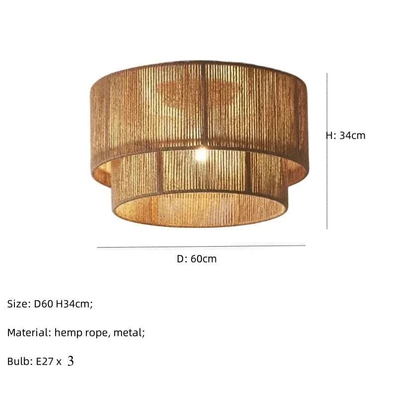 Lampa sufitowa boho z naturalnym sznurkiem