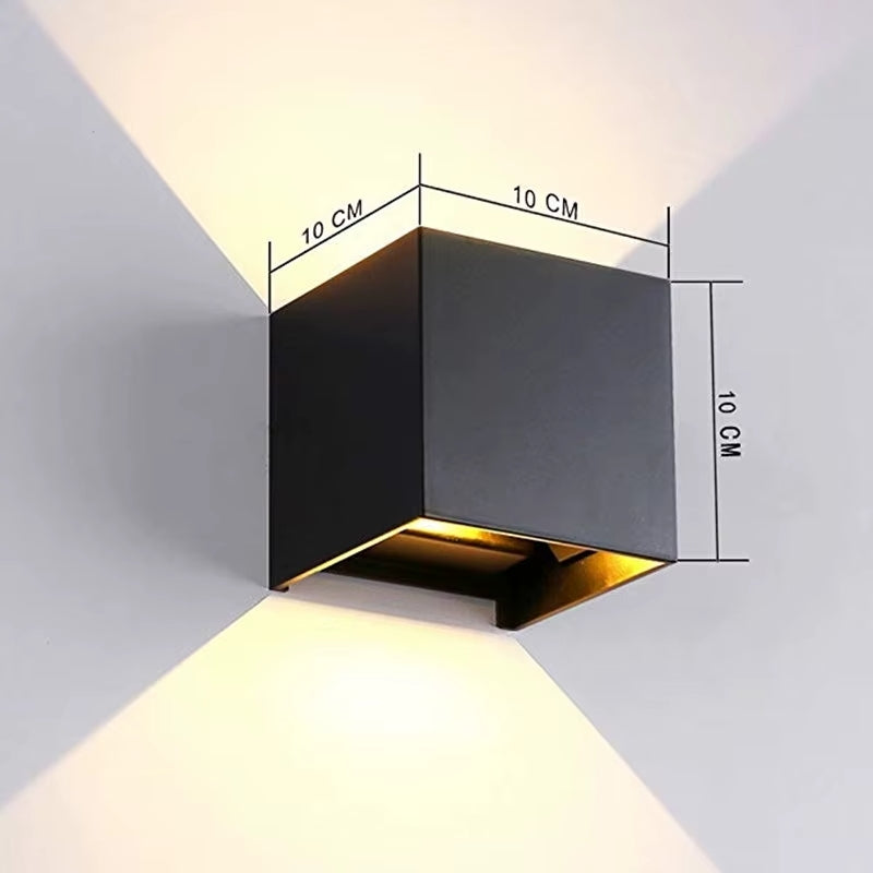 Nowoczesny wodoodporny kinkiet LED lampa ścienna w formie kostki