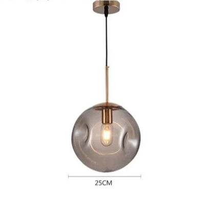 Designerska Lampa Wisząca z Kulistym Szklanym Kloszem