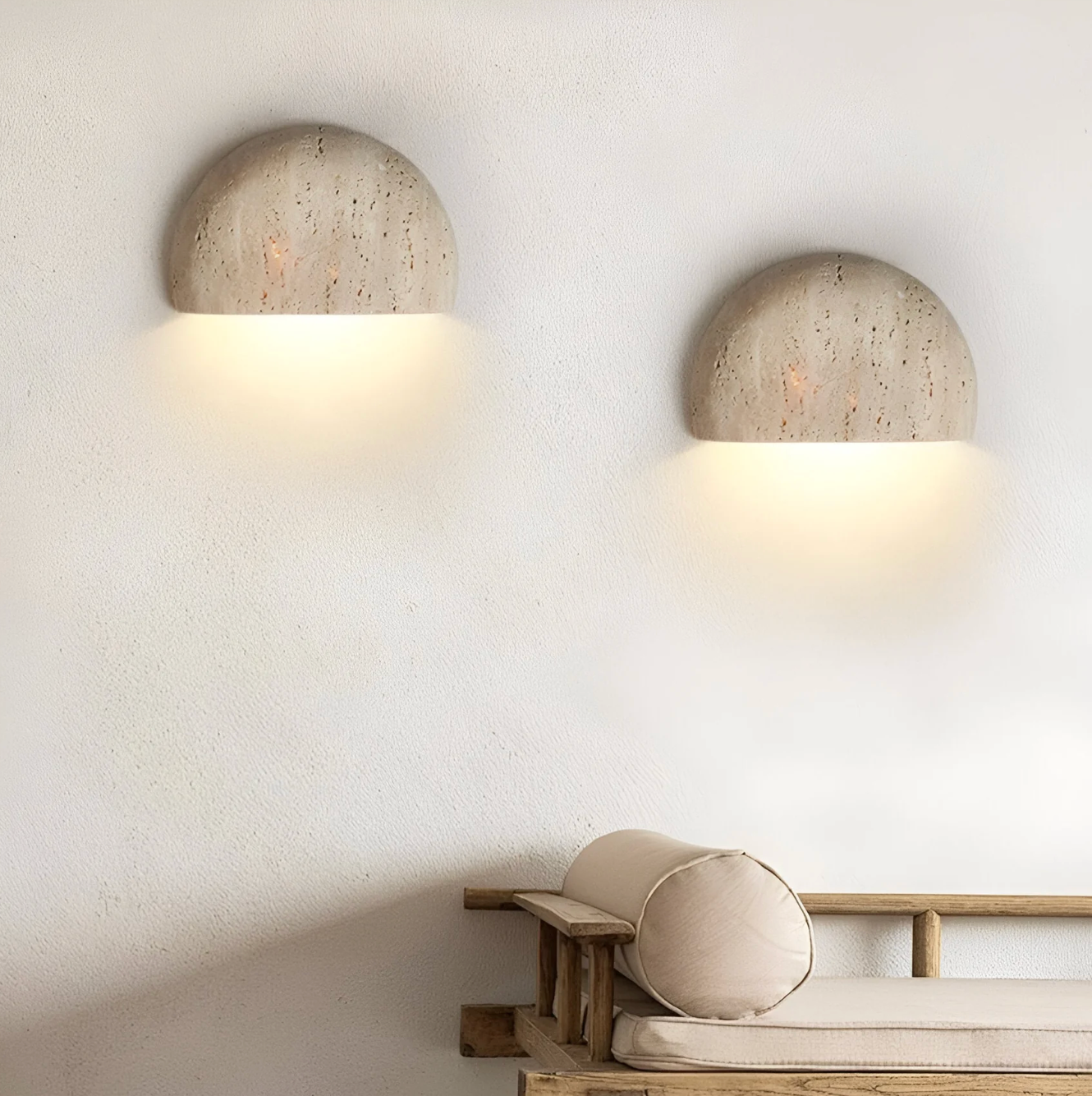 Kinkiet ścienny z kamienia naturalnego – lampa ścienna półokrągła LED