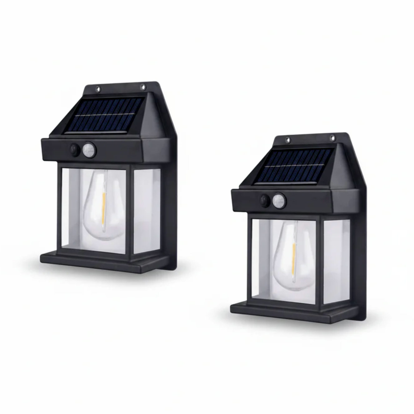 Solarna lampa ścienna LED z czujnikiem ruchu – stylowa latarnia ogrodowa