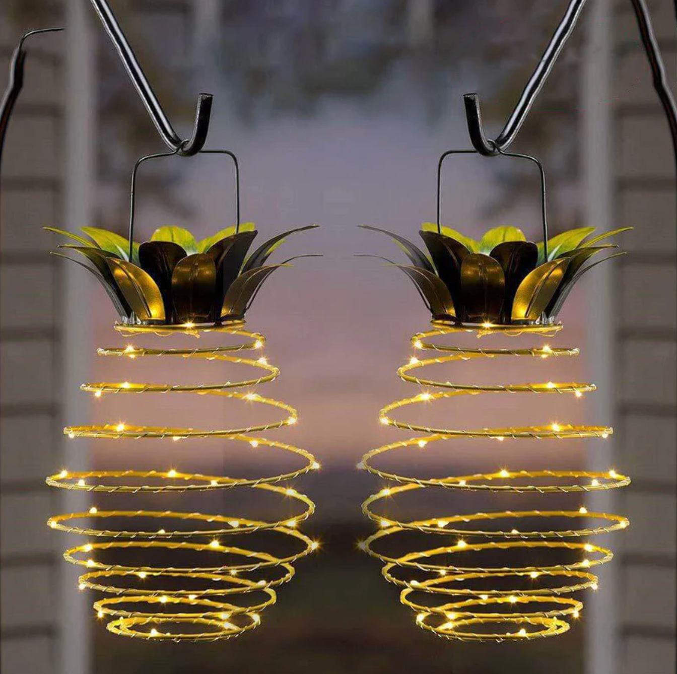 Solarna lampa wisząca LED ananas – dekoracyjna lampka ogrodowa spiralna na taras i balkon
