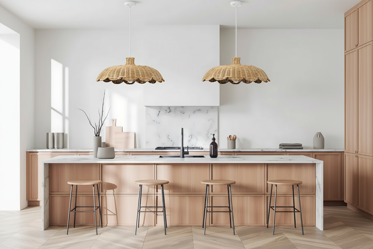 Pleciona lampa wisząca rattanowa – naturalny styl boho