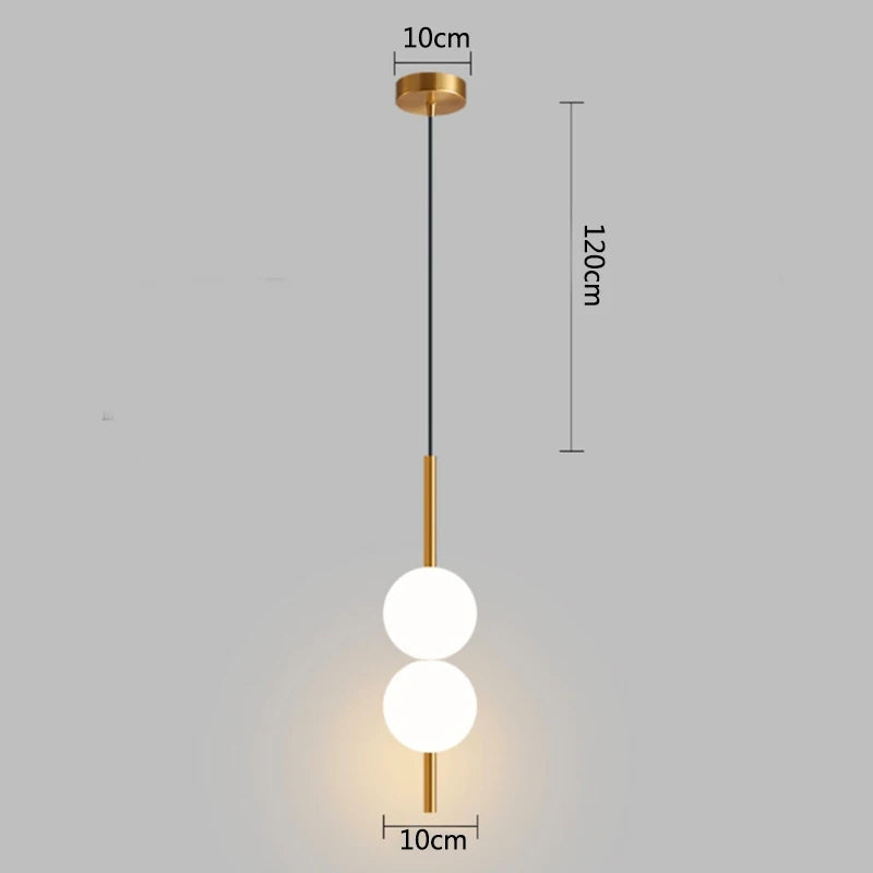 Nowoczesna złota lampa wisząca z kloszem kulistym | Minimalistyczna lampa sufitowa LED