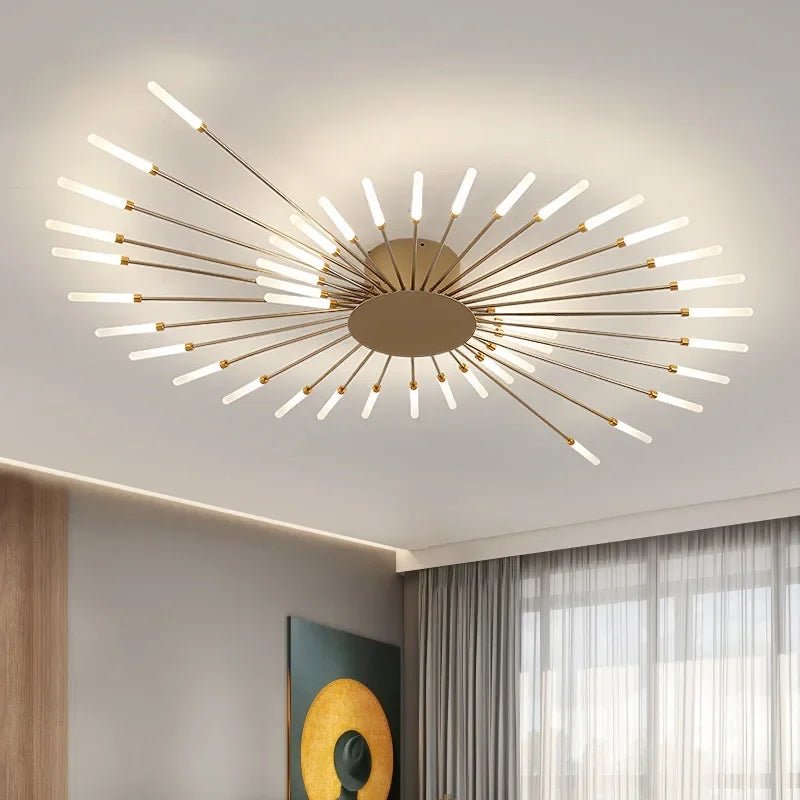 Nowoczesny żyrandol sufitowy LED - minimalistyczny design w stylu promieni słonecznych