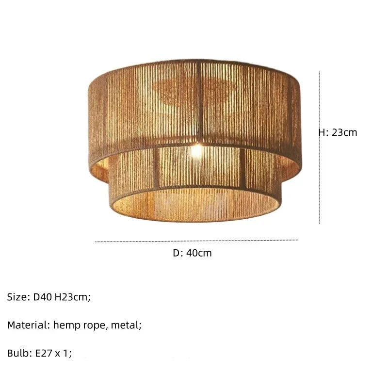 Lampa sufitowa boho z naturalnym sznurkiem