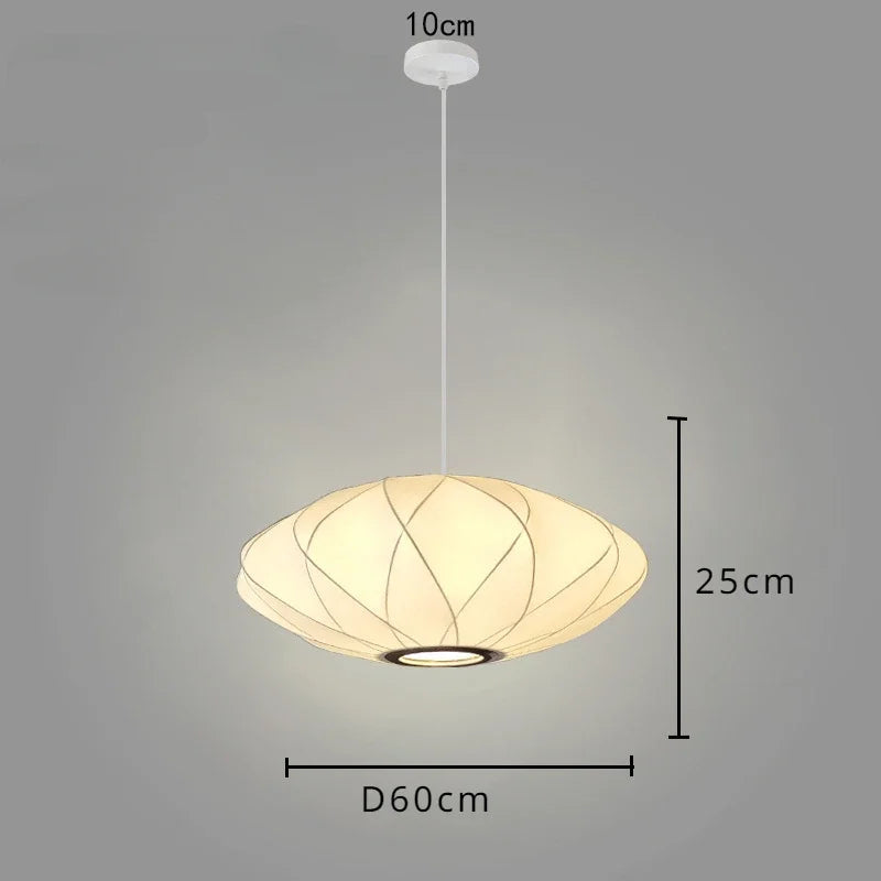 Nowoczesna Lampa Wisząca z Tkaninowym Kloszem
