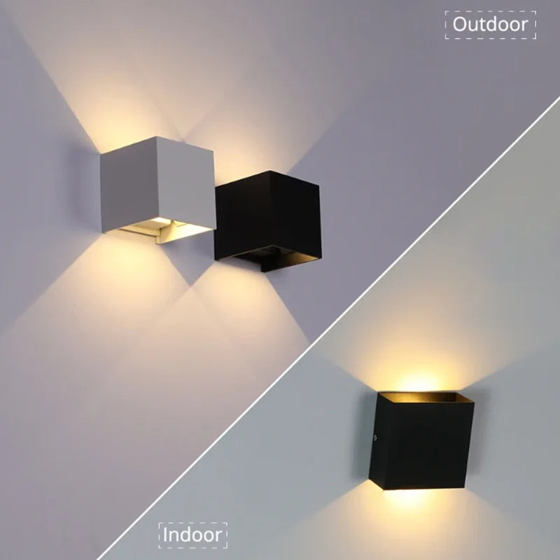 Nowoczesny wodoodporny kinkiet LED lampa ścienna w formie kostki
