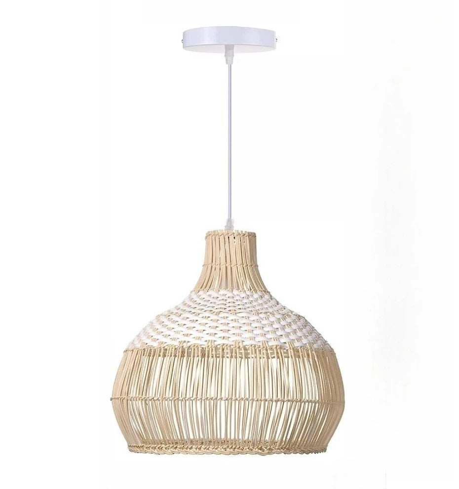 Plecione Lampa Wisząca Boho z Naturalnego Wiklinowego Klosza