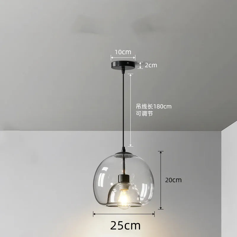 Szklana lampa wisząca – podwójny klosz w industrialnym stylu