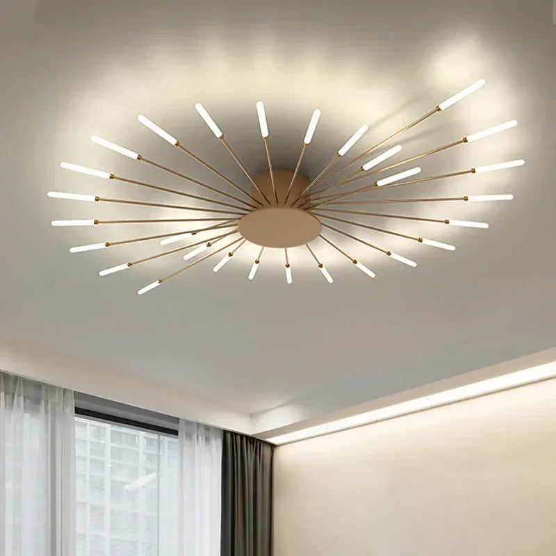 Nowoczesny żyrandol sufitowy LED - minimalistyczny design w stylu promieni słonecznych