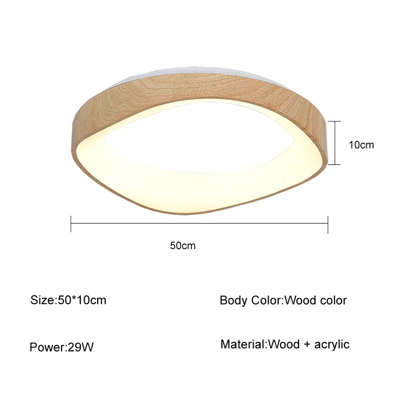 Skandynawska lampa sufitowa LED – Nowoczesna lampa natynkowa z efektem drewna