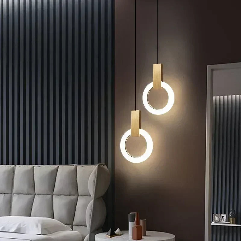 Nowoczesna lampa wisząca LED złoty pierścień