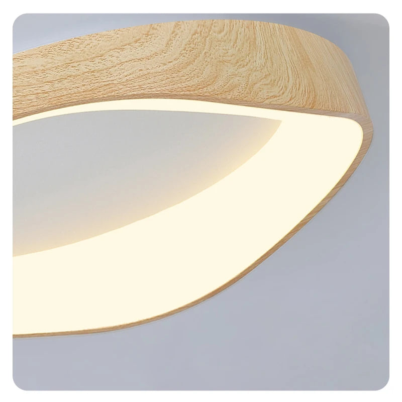 Skandynawska lampa sufitowa LED – Nowoczesna lampa natynkowa z efektem drewna