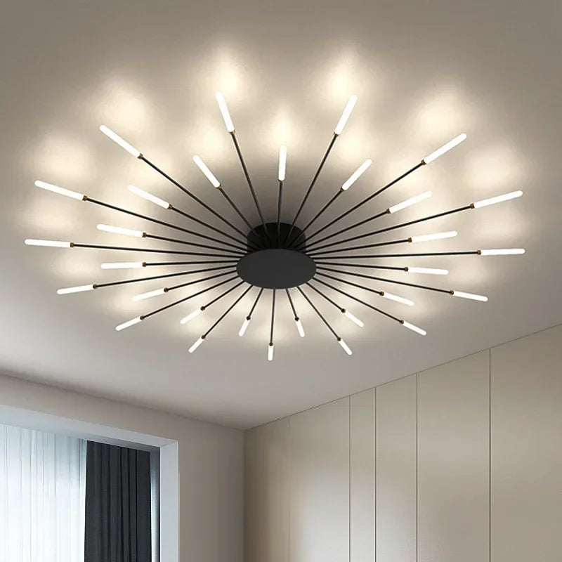 Nowoczesny żyrandol sufitowy LED - minimalistyczny design w stylu promieni słonecznych