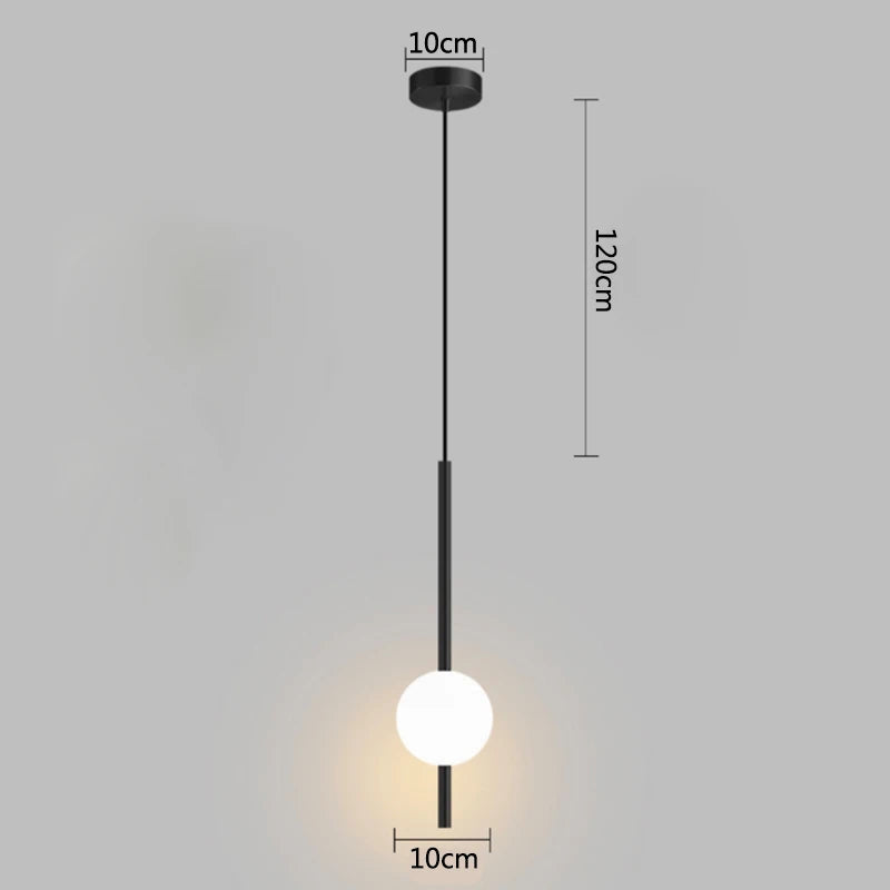 Nowoczesna złota lampa wisząca z kloszem kulistym | Minimalistyczna lampa sufitowa LED