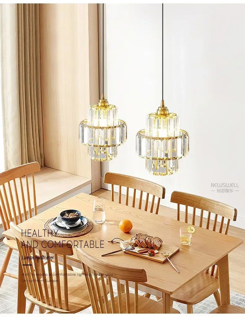 Elegancka Szklana Lampa Wisząca Kryształowa – Styl Glamour