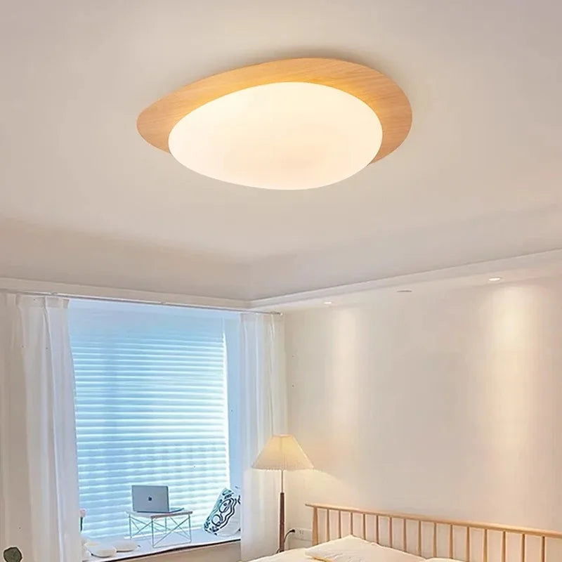 Nowoczesna Lampa Sufitowa LED z Drewnianym Akcentem
