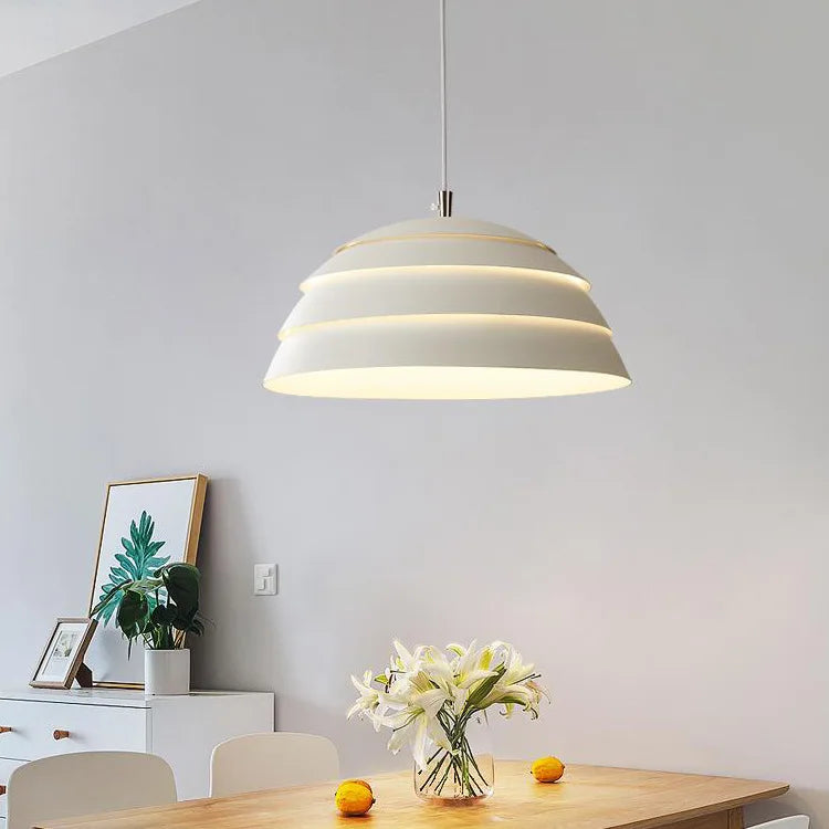 Nowoczesna lampa wisząca czarna metalowa „Warstwowa Kopuła” – styl industrialny loft LED