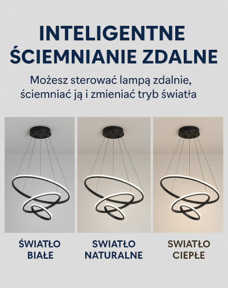 Designerska lampa wisząca LED żyrandol – nowoczesna forma pierścieni 3D