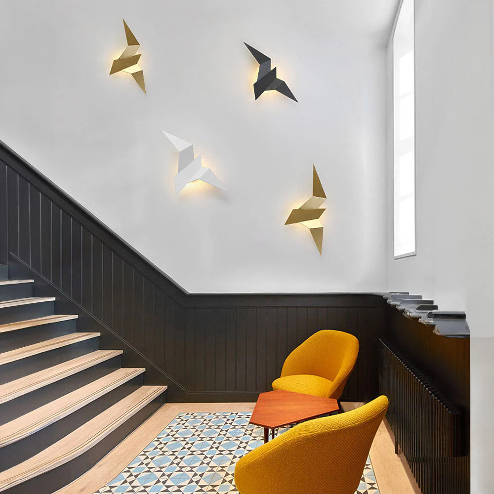 Nowoczesna lampa ścienna LED origami ptak – kinkiet dekoracyjny