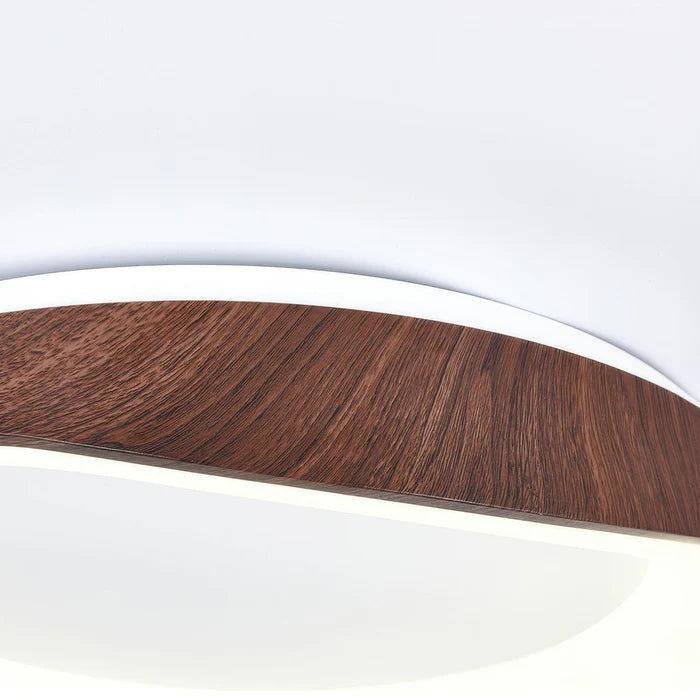 Skandynawska lampa sufitowa LED – Nowoczesna lampa natynkowa z efektem drewna