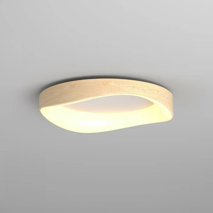 Skandynawska lampa sufitowa LED – Nowoczesna lampa natynkowa z efektem drewna