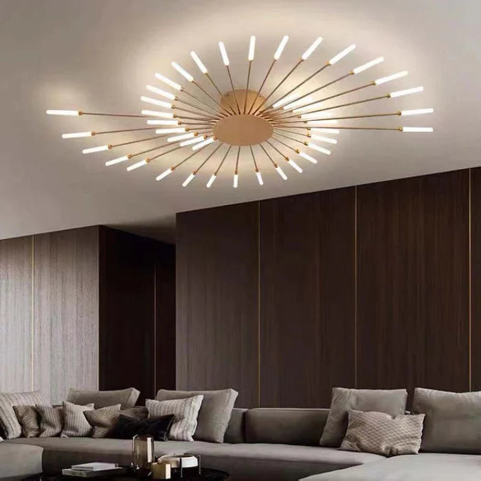 Nowoczesny żyrandol sufitowy LED - minimalistyczny design w stylu promieni słonecznych