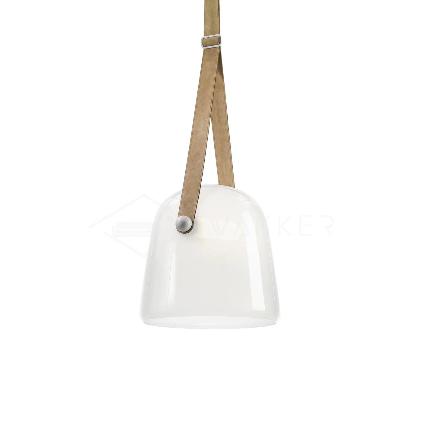 Nowoczesna lampa wisząca ze szklanym kloszem i paskiem