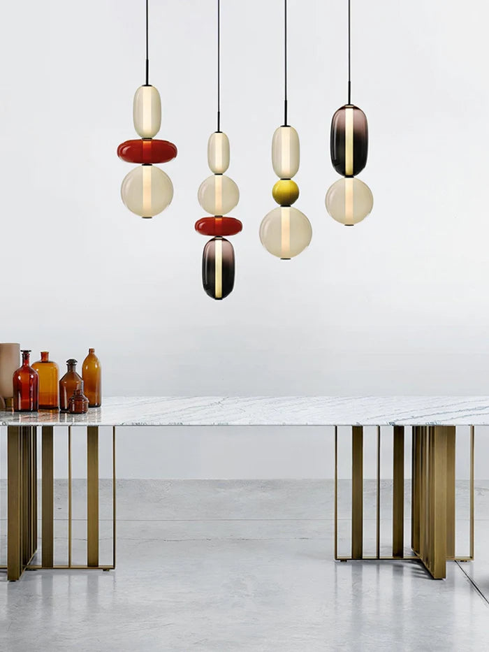 Lampa wisząca ze szkła kandyzowanego